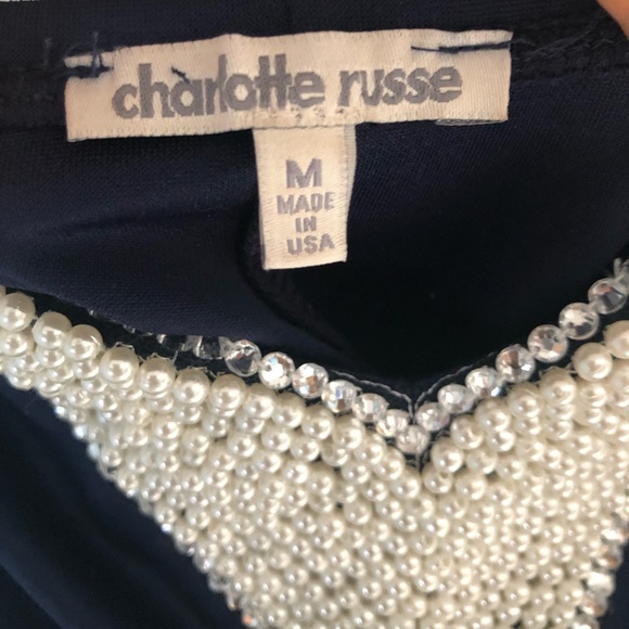 Strapless, semi-formal, navy blue cocktail dress - Picture 3 of 4